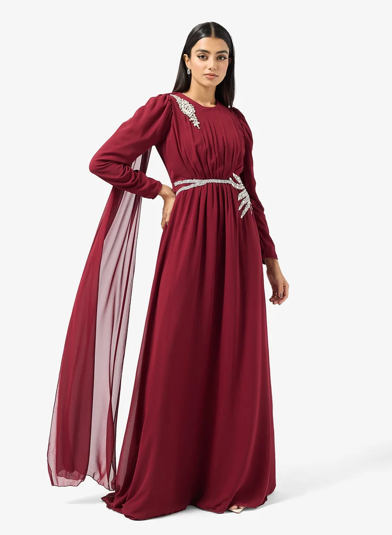 Khizana  Embellished Waist Dress With Trail for Women | Best Price UAE
